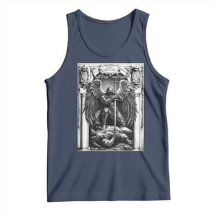 Saint Michael The Archangel Defeating Satan Tank Top Christian Faith Gift TS12 Navy Print Your Wear