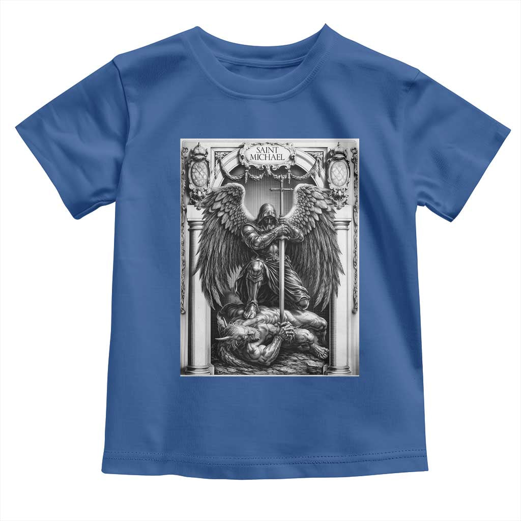 Saint Michael The Archangel Defeating Satan Toddler T Shirt Christian Faith Gift TS12 Royal Blue Print Your Wear