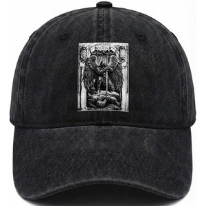 Saint Michael The Archangel Defeating Satan Washed Cotton Baseball Cap Christian Faith Gift TS12 Print Your Wear