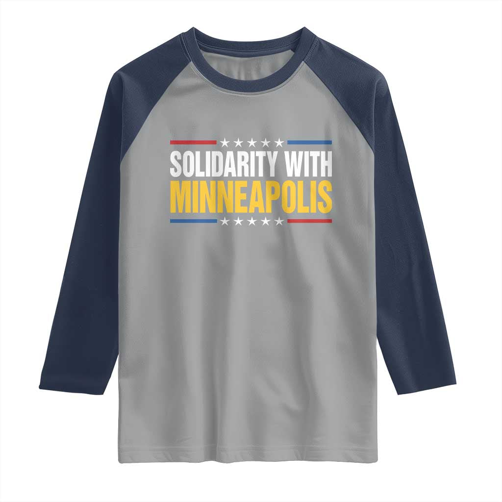 Solidarity With Minneapolis Raglan Shirt Minnesota Community Support Gift TS12 Sport Gray Navy Print Your Wear
