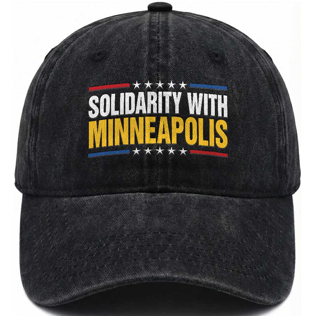 Solidarity With Minneapolis Washed Cotton Baseball Cap Minnesota Community Support Gift TS12 Print Your Wear
