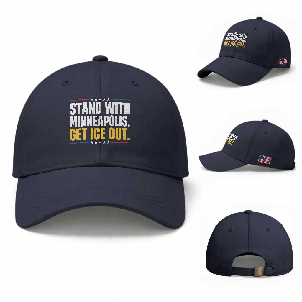 Stand With Minneapolis Baseball Cap Minnesota Community Support Gift TS12 Baseball Cap Universal Fit Navy Print Your Wear