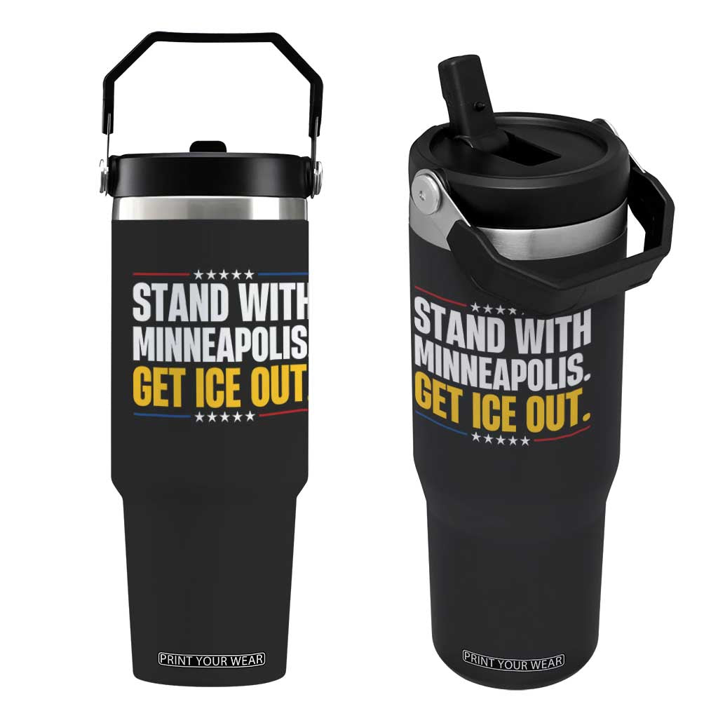 Stand With Minneapolis Flip Straw Tumbler Minnesota Community Support Gift TS12 One Size: 30 oz Black Print Your Wear