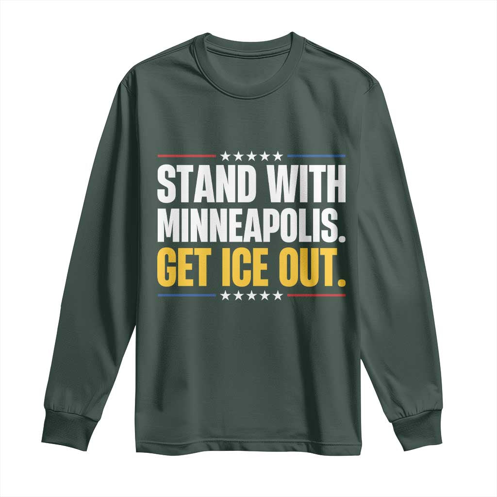 Stand With Minneapolis Long Sleeve Shirt Minnesota Community Support Gift TS12 Dark Forest Green Print Your Wear