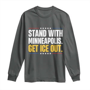 Stand With Minneapolis Long Sleeve Shirt Minnesota Community Support Gift TS12 Dark Heather Print Your Wear