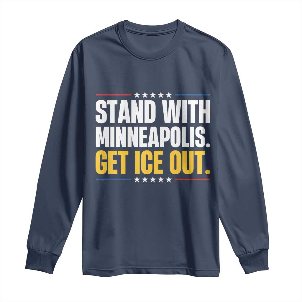 Stand With Minneapolis Long Sleeve Shirt Minnesota Community Support Gift TS12 Navy Print Your Wear