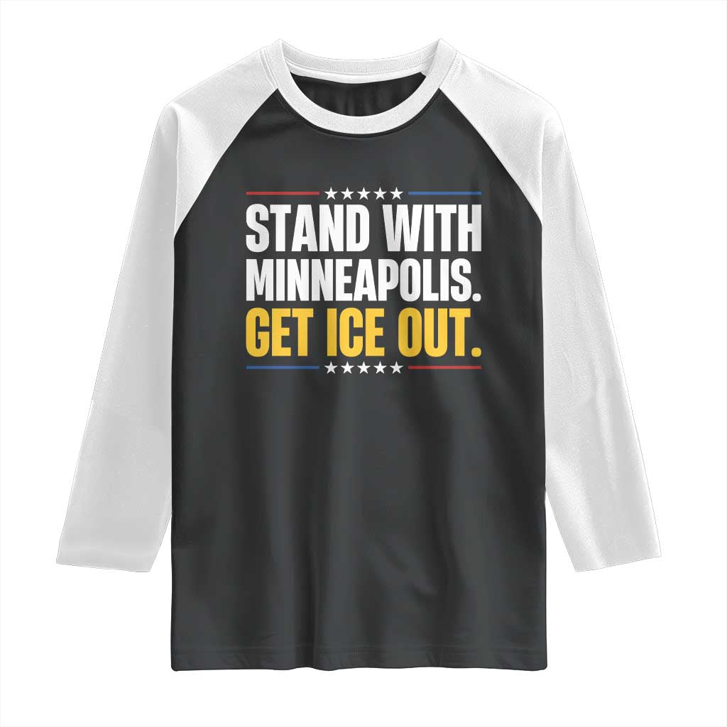 Stand With Minneapolis Raglan Shirt Minnesota Community Support Gift TS12 Black White Print Your Wear