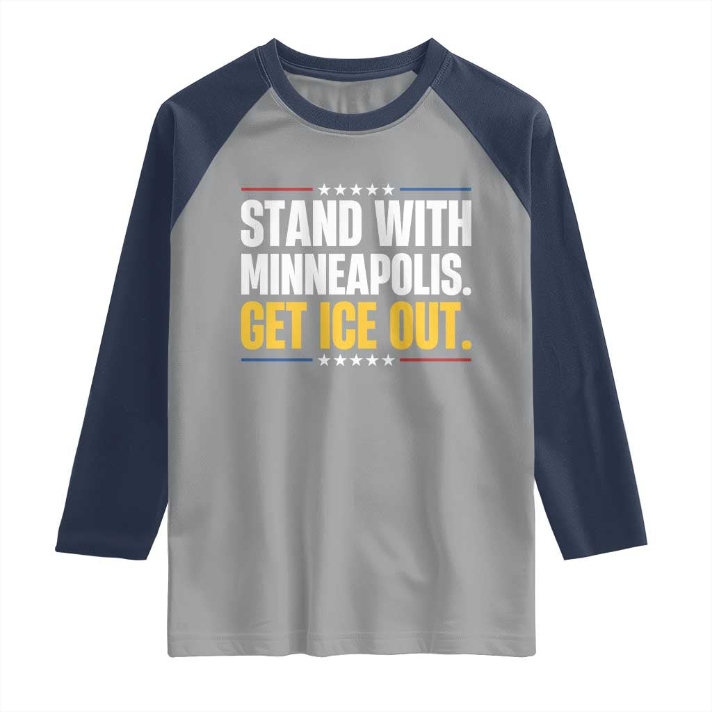 Stand With Minneapolis Raglan Shirt Minnesota Community Support Gift TS12 Sport Gray Navy Print Your Wear