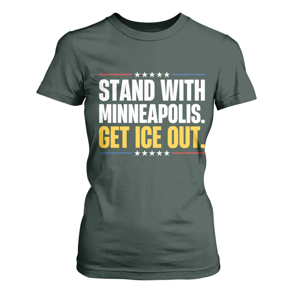 Stand With Minneapolis T Shirt For Women Minnesota Community Support Gift TS12 Dark Forest Green Print Your Wear
