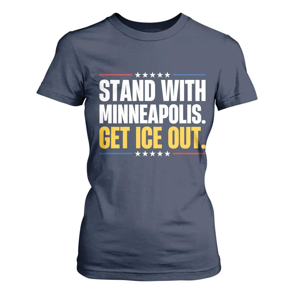 Stand With Minneapolis T Shirt For Women Minnesota Community Support Gift TS12 Navy Print Your Wear