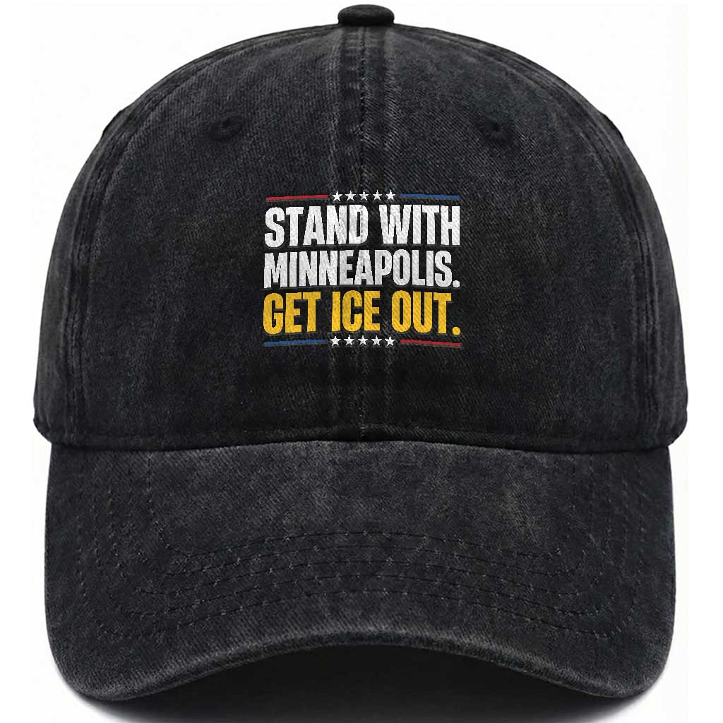 Stand With Minneapolis Washed Cotton Baseball Cap Minnesota Community Support Gift TS12 Print Your Wear