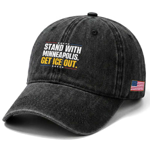 Stand With Minneapolis Washed Cotton Baseball Cap Minnesota Community Support Gift TS12 Print Your Wear