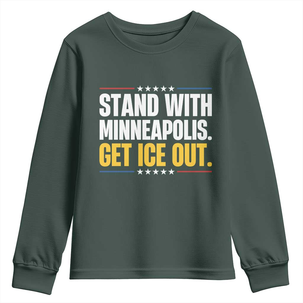 Stand With Minneapolis Youth Sweatshirt Minnesota Community Support Gift TS12 Dark Forest Green Print Your Wear