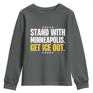 Stand With Minneapolis Youth Sweatshirt Minnesota Community Support Gift TS12 Dark Heather Print Your Wear