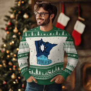 Ice Out Of Minneapolis Ugly Christmas Sweater Minnesota Community Support Gift TS12 Beige Green Print Your Wear