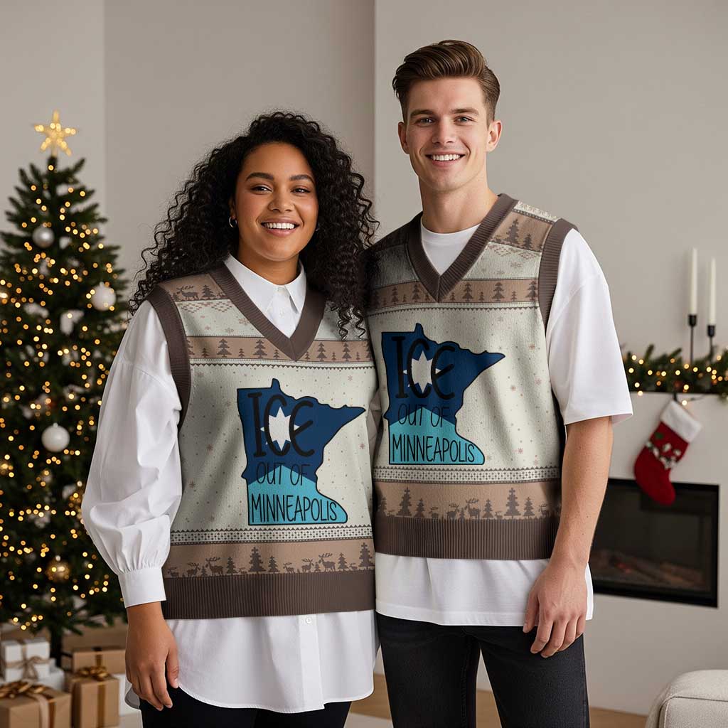 Ice Out Of Minneapolis V-Neck Knit Sweater Vest Minnesota Community Support Gift TS12 Mocha Mousse Print Your Wear