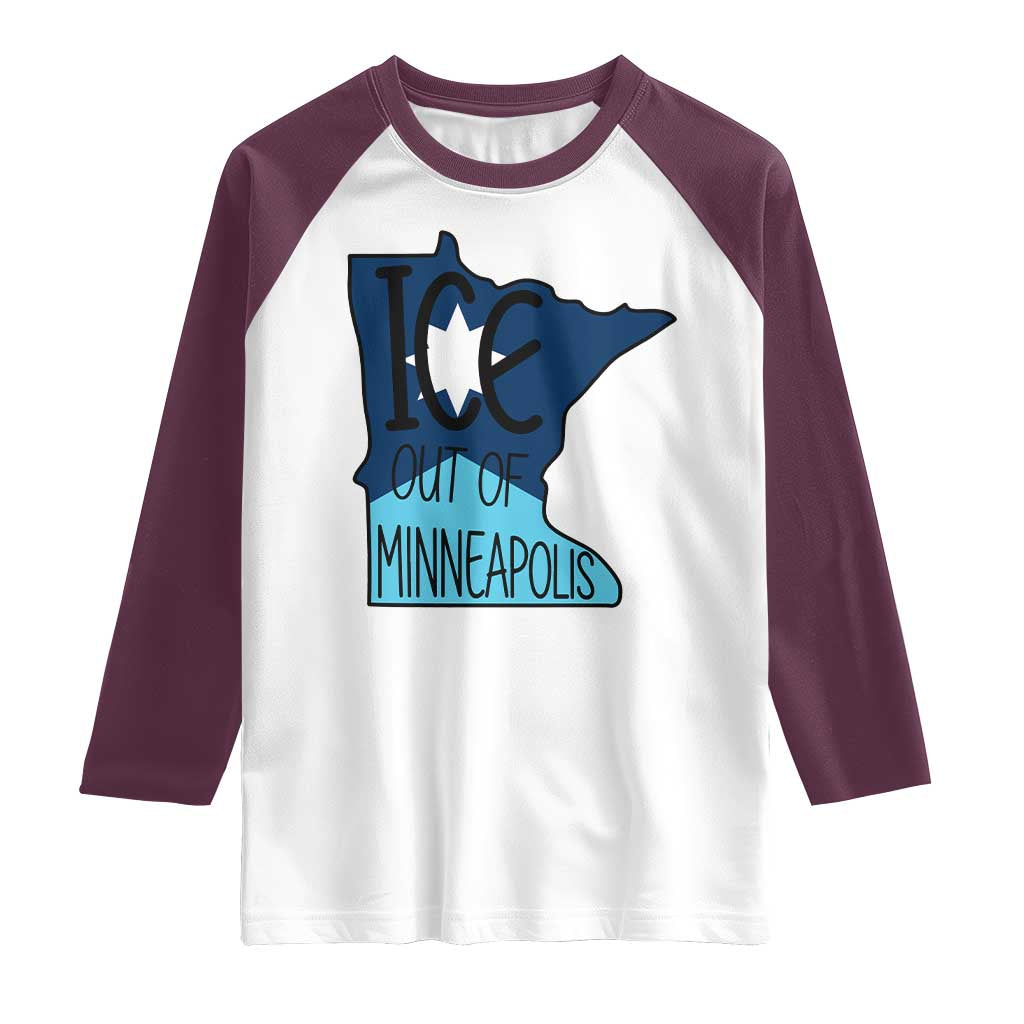 Ice Out Of Minneapolis Raglan Shirt Minnesota Community Support Gift TS12 White Maroon Print Your Wear