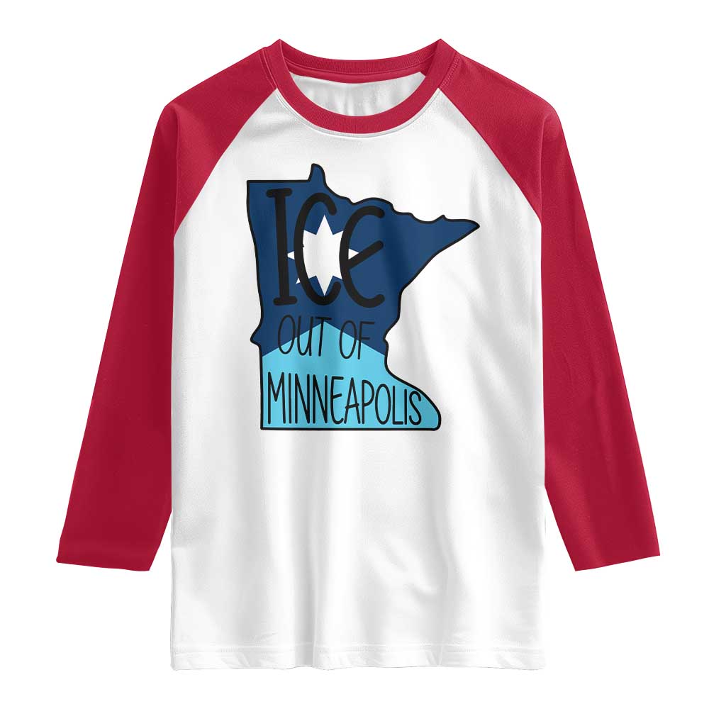 Ice Out Of Minneapolis Raglan Shirt Minnesota Community Support Gift TS12 White Red Print Your Wear