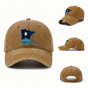 Ice Out Of Minneapolis Washed Cotton Baseball Cap Minnesota Community Support Gift TS12 Washed Cap Universal Fit Yellow Ochre Print Your Wear