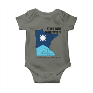 Stand With Minneapolis Baby Onesie In Loving Memory Of Alex TS12 Military Green Print Your Wear