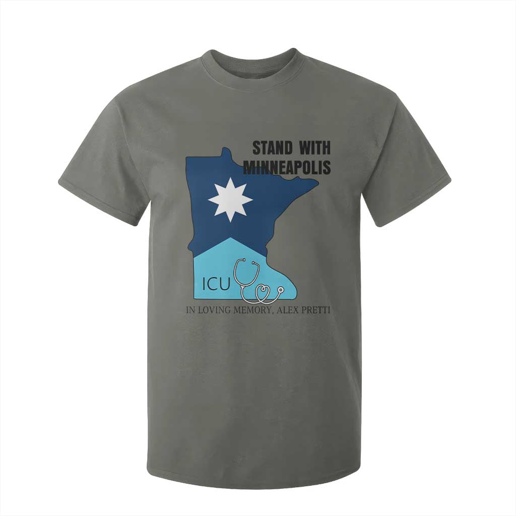 Stand With Minneapolis T Shirt For Kid In Loving Memory Of Alex TS12 Military Green Print Your Wear