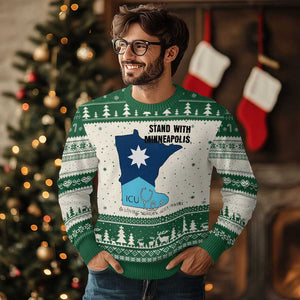 Stand With Minneapolis Ugly Christmas Sweater In Loving Memory Of Alex TS12 Beige Green Print Your Wear