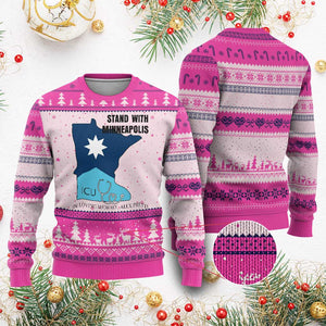Stand With Minneapolis Ugly Christmas Sweater In Loving Memory Of Alex TS12 Hot Pink Print Your Wear