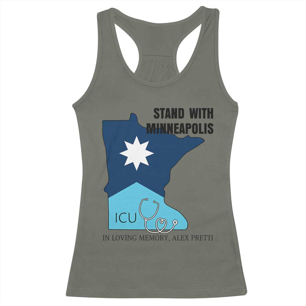 Stand With Minneapolis Racerback Tank Top In Loving Memory Of Alex TS12 Military Green Print Your Wear