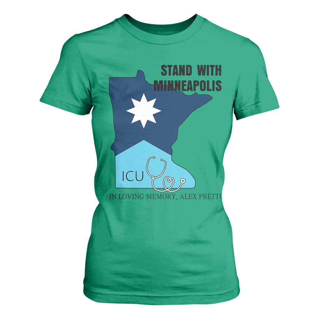 Stand With Minneapolis T Shirt For Women In Loving Memory Of Alex TS12 Irish Green Print Your Wear