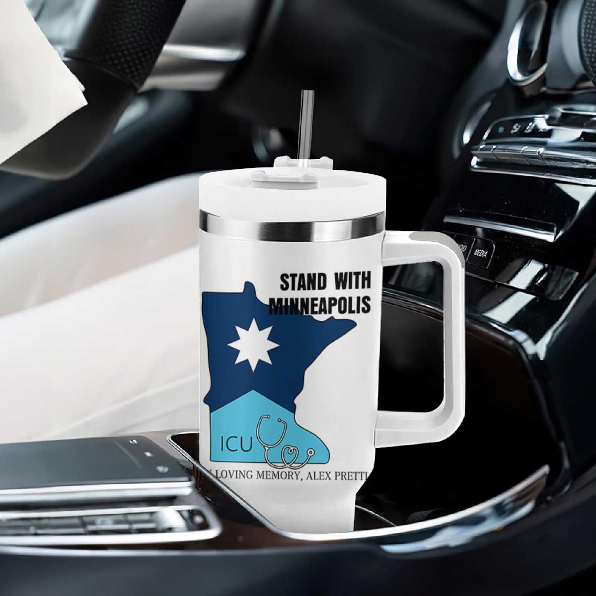 Stand With Minneapolis Tumbler With Handle In Loving Memory Of Alex TS12 Print Your Wear