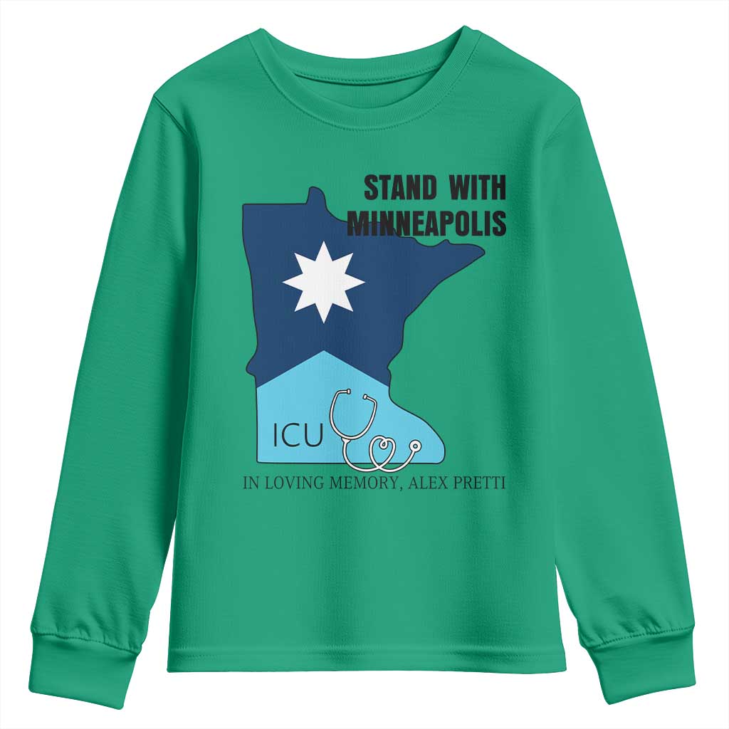 Stand With Minneapolis Youth Sweatshirt In Loving Memory Of Alex TS12 Irish Green Print Your Wear