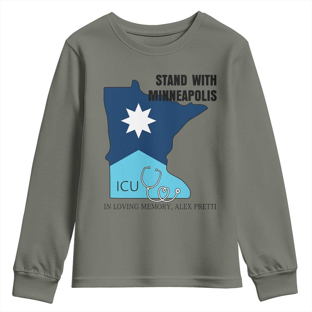 Stand With Minneapolis Youth Sweatshirt In Loving Memory Of Alex TS12 Military Green Print Your Wear