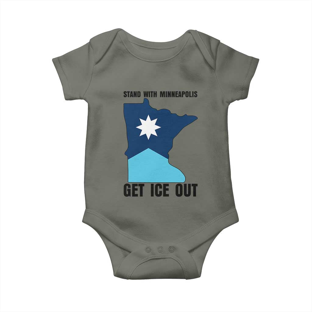 Stand With Minneapolis Baby Onesie Social Justice Support TS12 Military Green Print Your Wear
