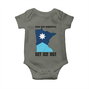 Stand With Minneapolis Baby Onesie Social Justice Support TS12 Military Green Print Your Wear