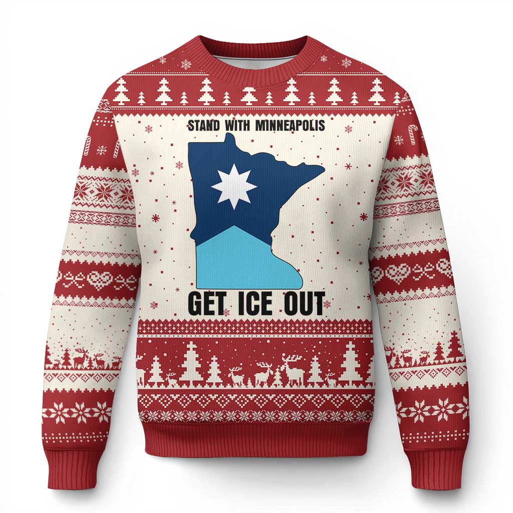 Stand With Minneapolis Ugly Christmas Sweater Social Justice Support TS12 Beige Red Print Your Wear