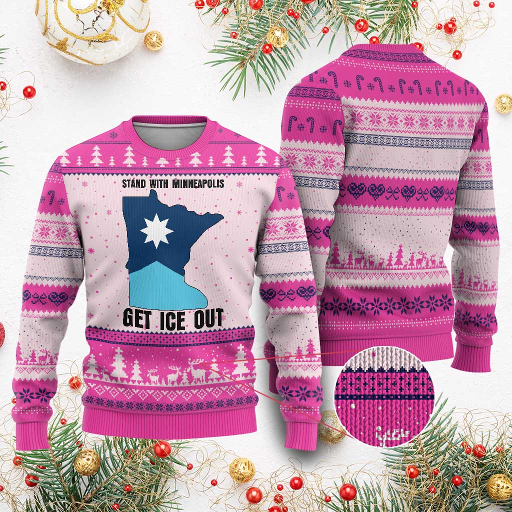 Stand With Minneapolis Ugly Christmas Sweater Social Justice Support TS12 Hot Pink Print Your Wear