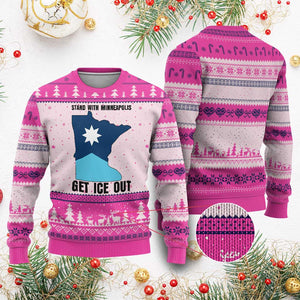 Stand With Minneapolis Ugly Christmas Sweater Social Justice Support TS12 Hot Pink Print Your Wear