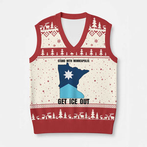 Stand With Minneapolis V-Neck Knit Sweater Vest Social Justice Support TS12 Beige Red Print Your Wear