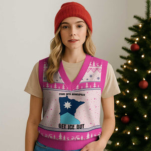 Stand With Minneapolis V-Neck Knit Sweater Vest Social Justice Support TS12 Hot Pink Print Your Wear