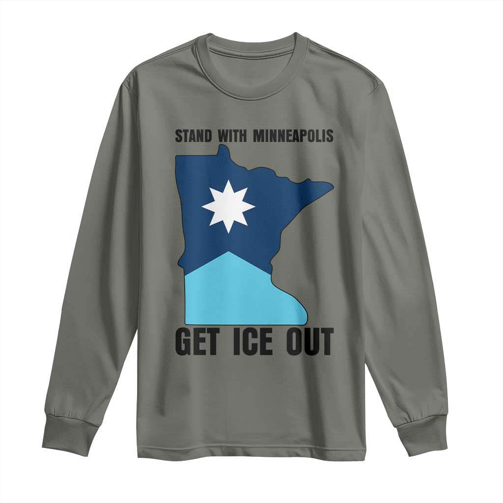 Stand With Minneapolis Long Sleeve Shirt Social Justice Support TS12 Military Green Print Your Wear