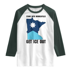 Stand With Minneapolis Raglan Shirt Social Justice Support TS12 White Dark Forest Green Print Your Wear