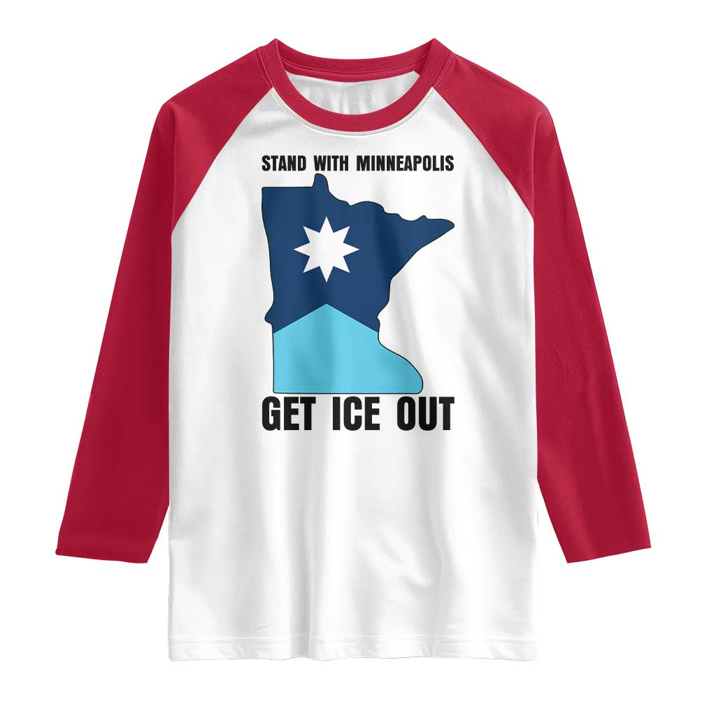 Stand With Minneapolis Raglan Shirt Social Justice Support TS12 White Red Print Your Wear