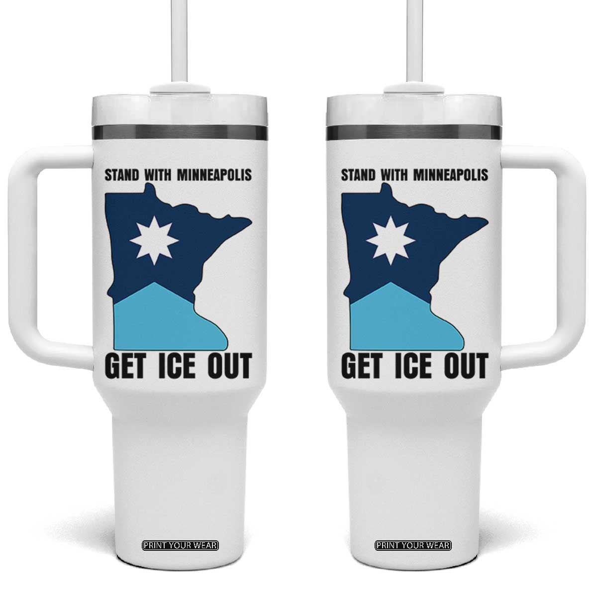 Stand With Minneapolis Tumbler With Handle Social Justice Support TS12 One Size: 40 oz White Print Your Wear