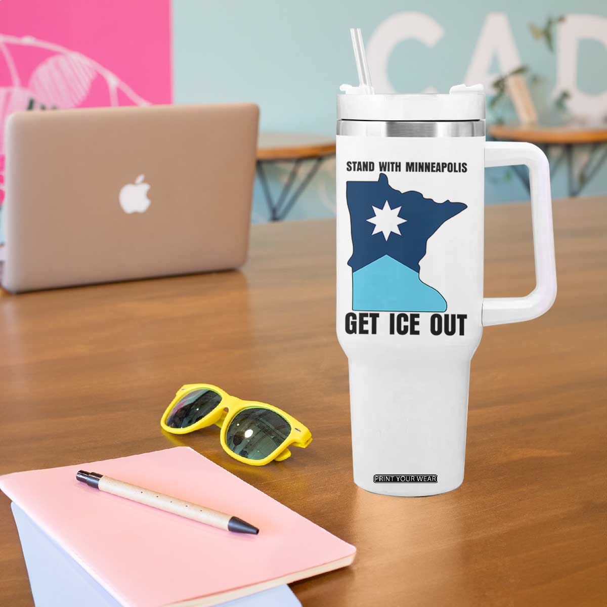 Stand With Minneapolis Tumbler With Handle Social Justice Support TS12 Print Your Wear