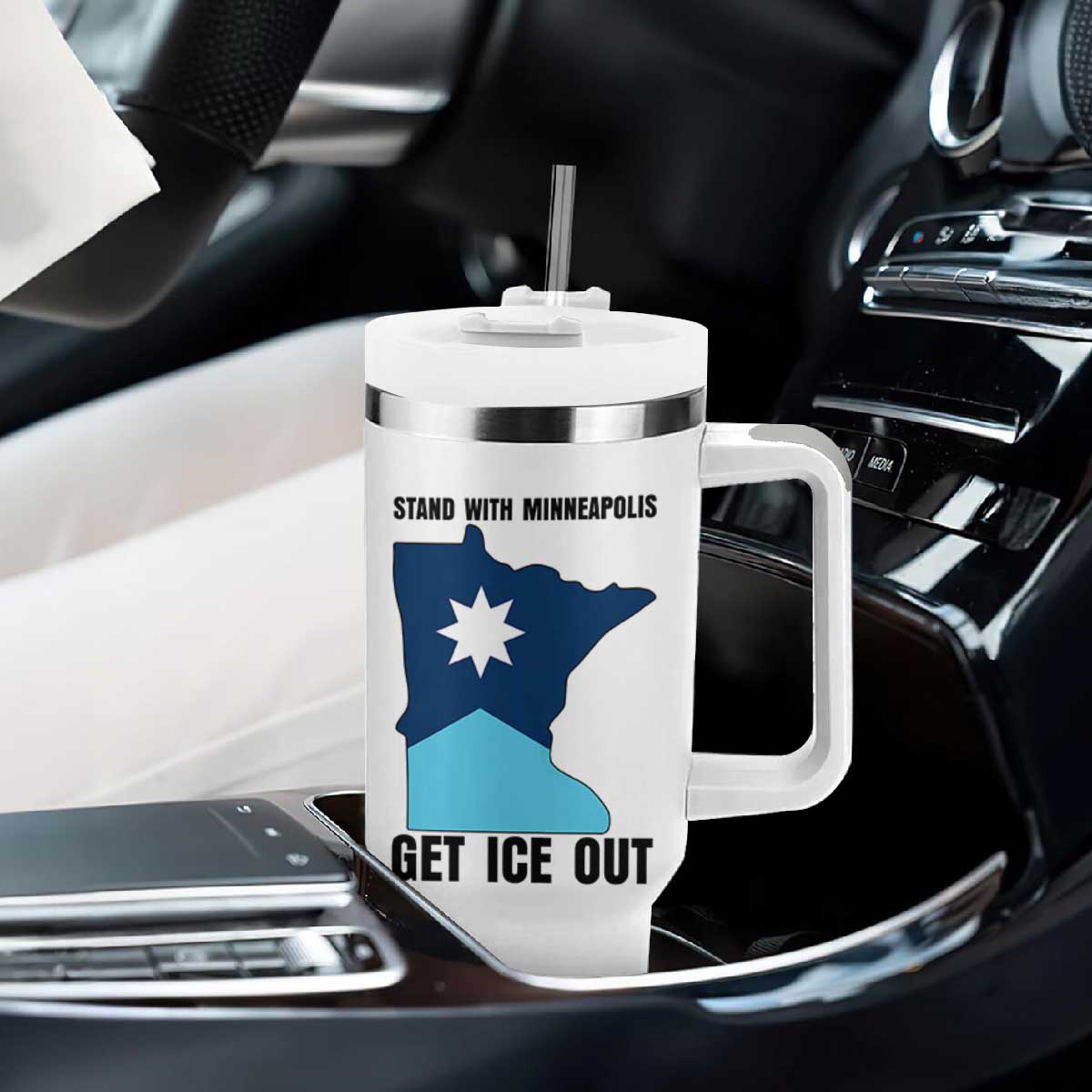Stand With Minneapolis Tumbler With Handle Social Justice Support TS12 Print Your Wear