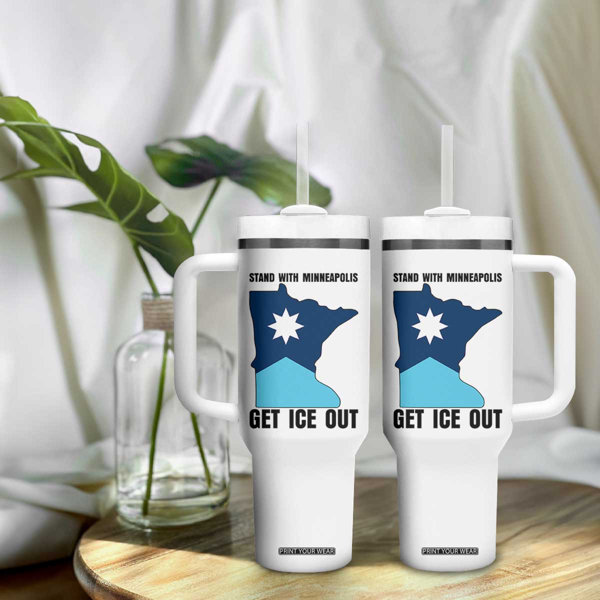 Stand With Minneapolis Tumbler With Handle Social Justice Support TS12 Print Your Wear