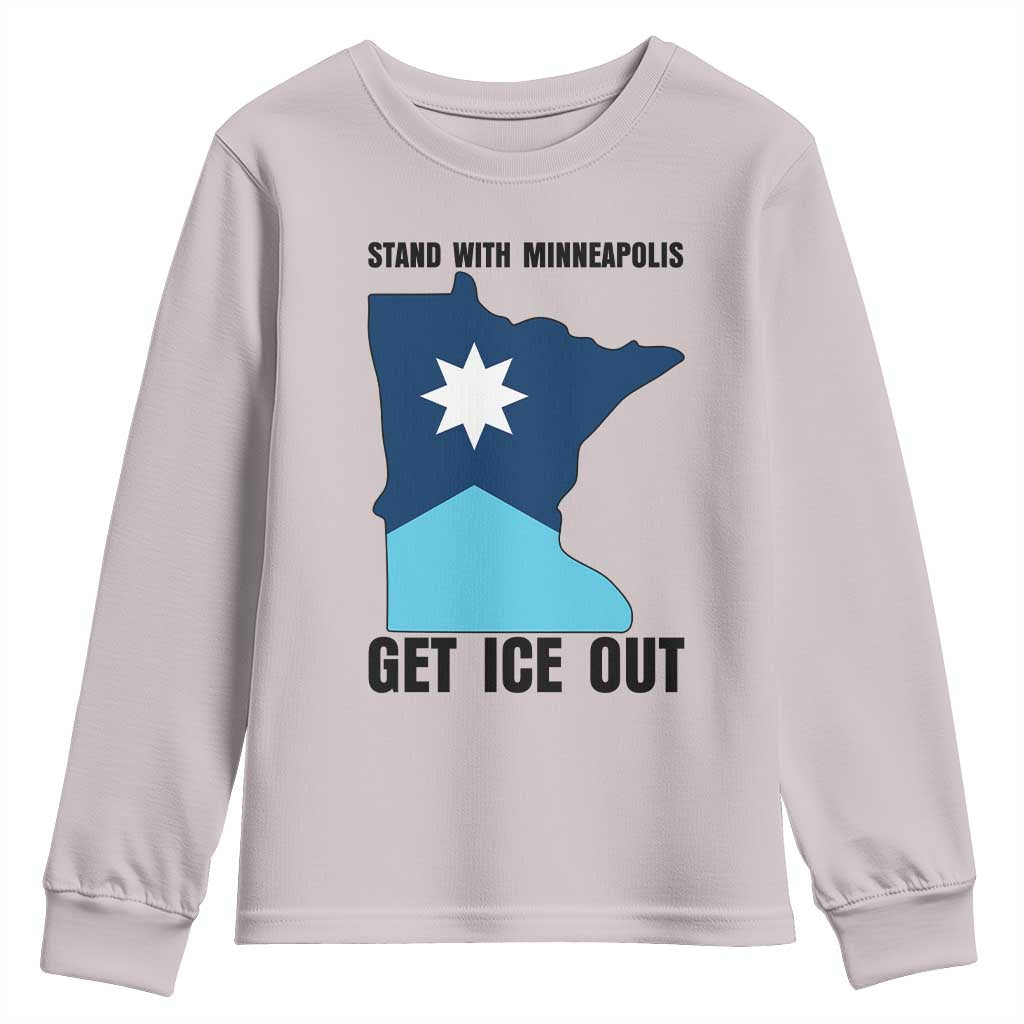 Stand With Minneapolis Youth Sweatshirt Social Justice Support TS12 Ice Gray Print Your Wear