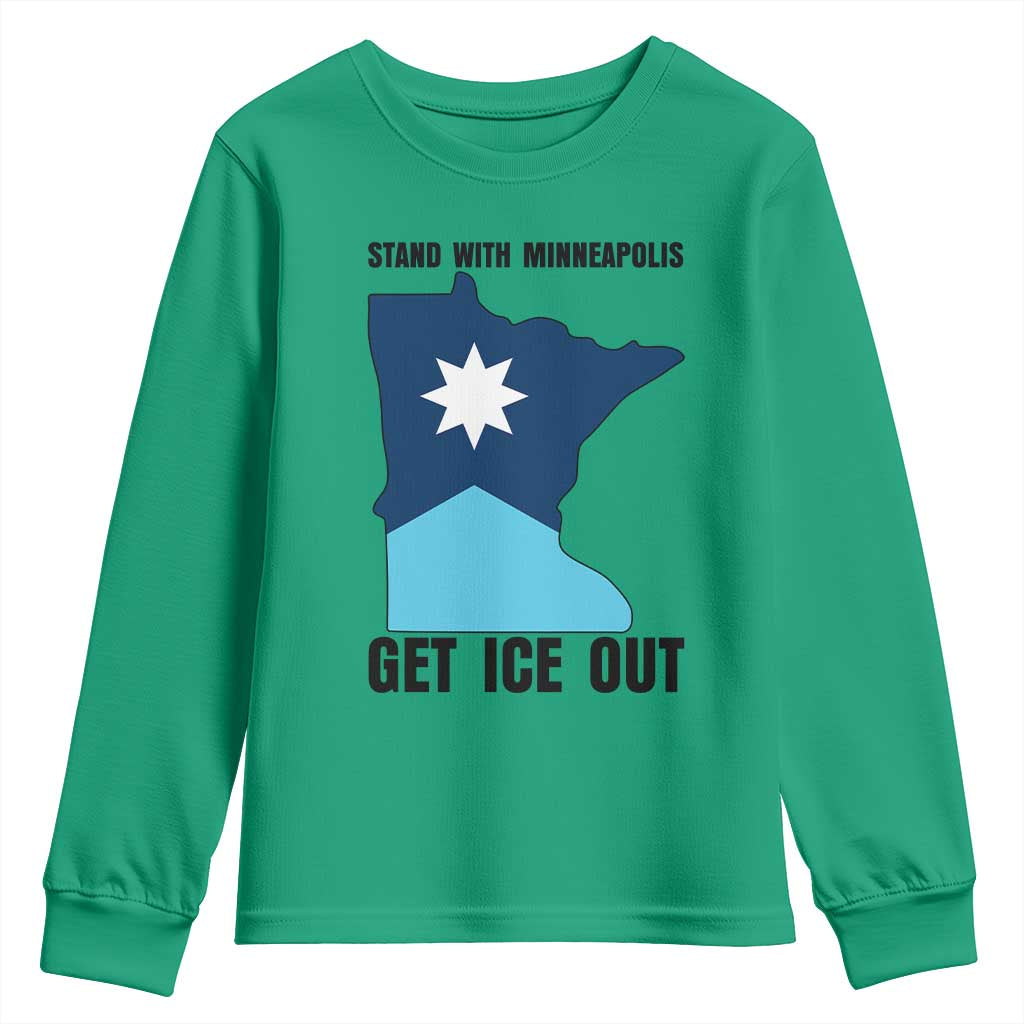 Stand With Minneapolis Youth Sweatshirt Social Justice Support TS12 Irish Green Print Your Wear