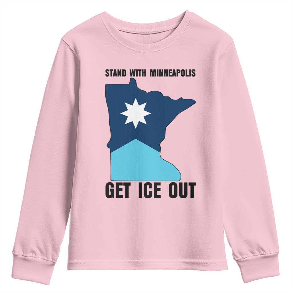 Stand With Minneapolis Youth Sweatshirt Social Justice Support TS12 Light Pink Print Your Wear