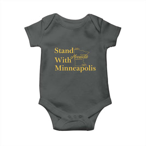 Stand With Minneapolis Baby Onesie Community And Social Justice Gift TS12 Dark Heather Print Your Wear